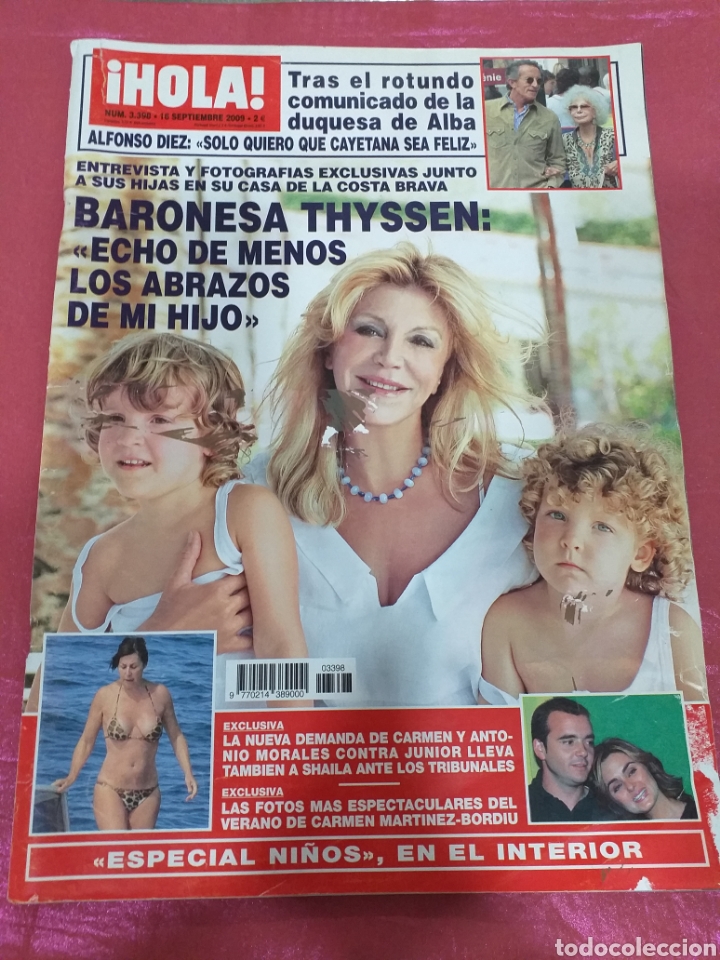 Collectionnisme de Magazine &iexcl;Hola!: Revista HOLA - Baronesa Thyssen - sept. 2009