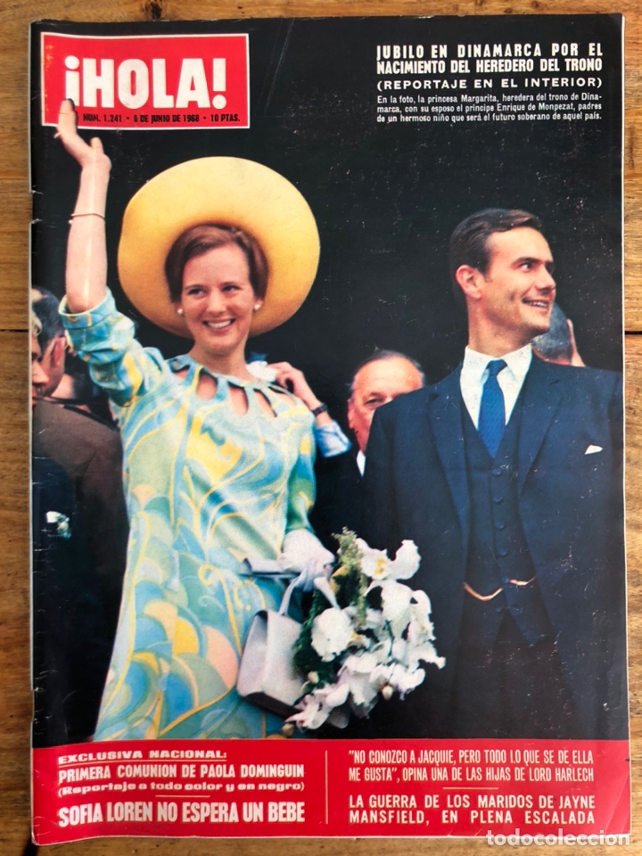 Collectionnisme de Magazine &iexcl;Hola!: REVISTA HOLA N&ordm; 1241 8 JUNIO 1968, MARGARITA Y EL PR&Iacute;NCIPE ENRIQUE DE MONPEZAT, JAYNE MANSFIELD