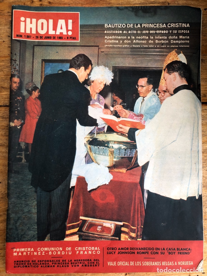Coleccionismo de Revista Hola: REVISTA HOLA N&ordm; 1087. 26 JUNIO 1965. BAUTIZO DE LA PRINCESA CRISTINA