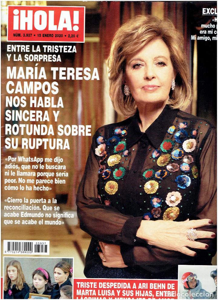 Coleccionismo de Revista Hola: REVISTA: &iexcl;HOLA!. N&ordm; 3937. MARIA TERESA CAMPOS/VICTORIA FEDERICA, PUBLICIDAD/ 15/01/ 2020.