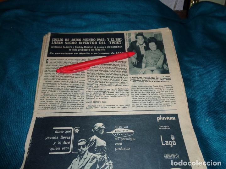 Colecionismo da Revista &iexcl;Hola!: RECORTE : IDILIO DE MISS MUNDO 1962, CON CHUBBY CHECKER. HOLA, DCMBRE 1963(#)