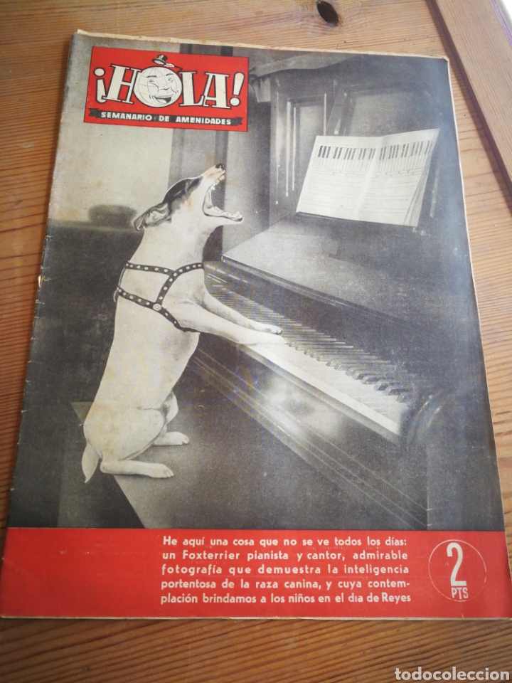 Coleccionismo de Revista Hola: REVISTA HOLA (SEMANARIO DE AMENIDADES), N&deg;19, PORTADA FOTO FOXTERRIER PIANISTA Y CANTOR, 1945.