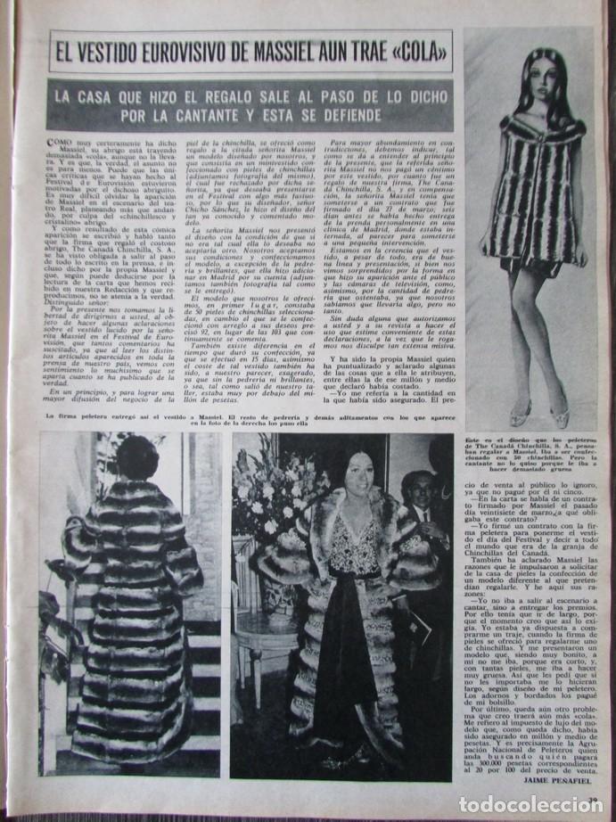 Coleccionismo de Revista Hola: RECORTE REVISTA HOLA N.&ordm; 1286 1969 MASSIEL EUROVISI&Oacute;N