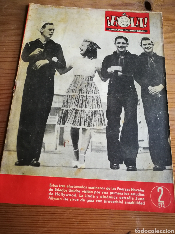 Coleccionismo de Revista Hola: REVISTA HOLA (SEMANARIO DE AMENIDADES), N&deg;36, PORTADA FOTO JUNE ALLYSON CON MARINES NAVALES USA,1945