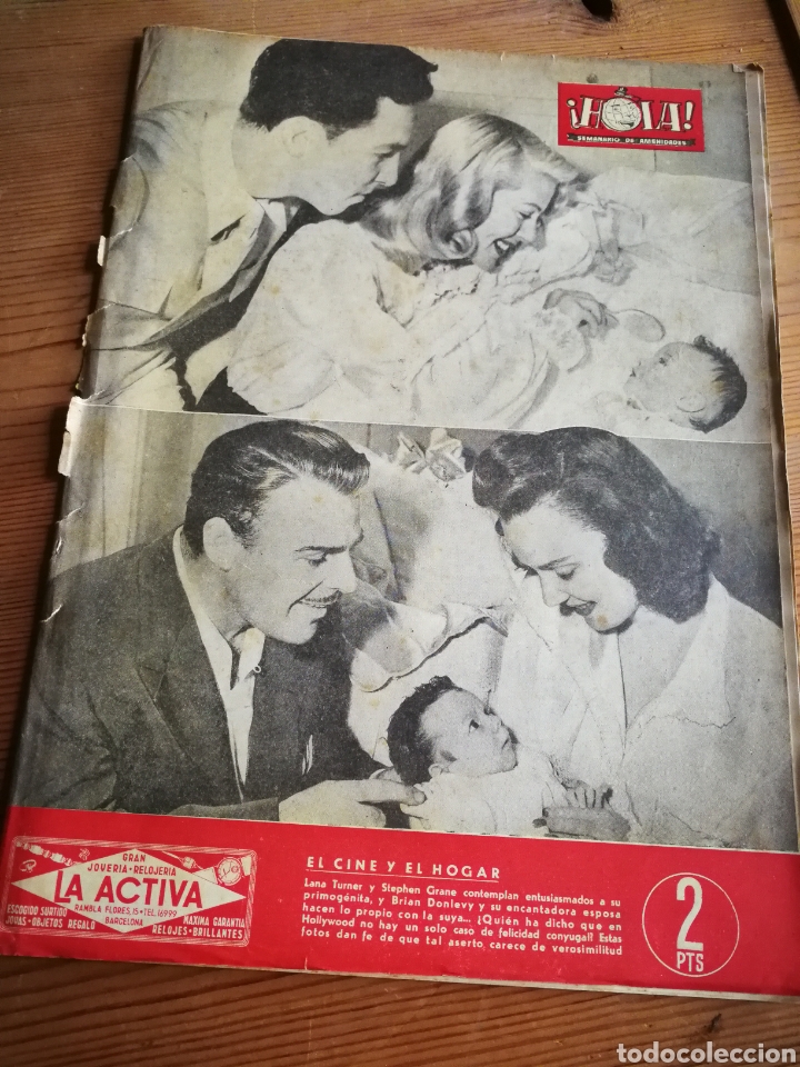 Collectionnisme de Magazine &iexcl;Hola!: REVISTA HOLA (SEMANARIO DE AMENIDADES), N&deg;45, PORTADA FOTO LANA TURNER Y STEPHAN GRANE ,1945.