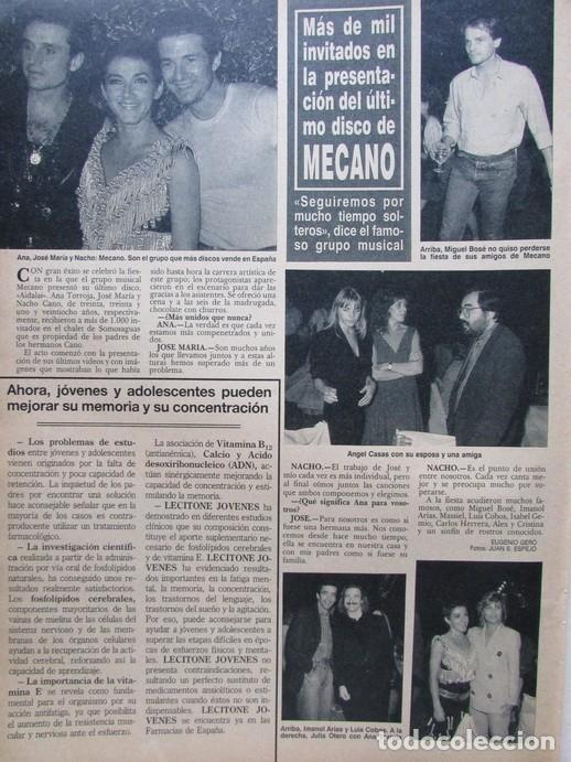 Coleccionismo de Revista Hola: RECORTE REVISTA HOLA N.&ordm; 2446 1991 MECANO, MIGUEL BOS&Eacute;.