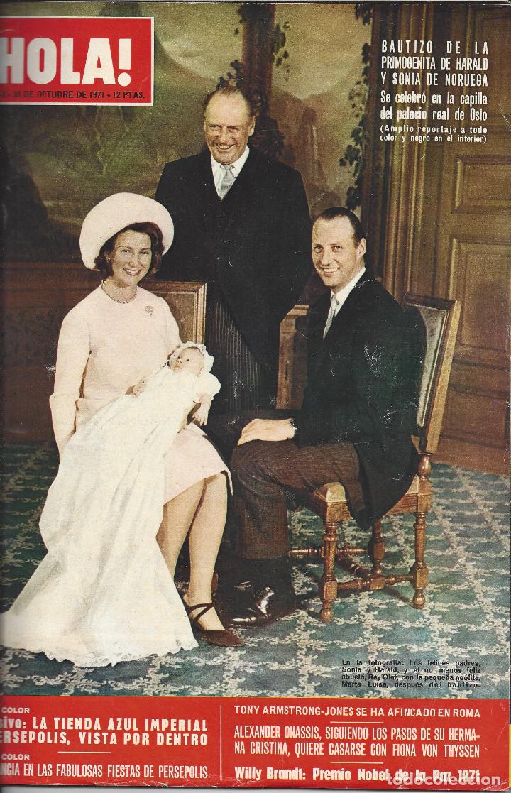 Colecionismo da Revista &iexcl;Hola!: REVISTA HOLA NUMERO 1418 DEL 30-10-1971.SONIA NORUEGA,PERSEPOLIS,TONY ARMSTRONG,ONASSIS,WILLY BRANDT