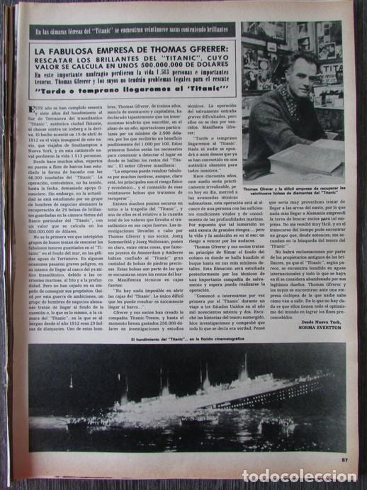 Coleccionismo de Revista Hola: RECORTE REVISTA HOLA N.&ordm; 1837 1979 THOMAS GFRERER, TITANIC, ROC&Iacute;O JURADO. MIGUEL BOS&Eacute;