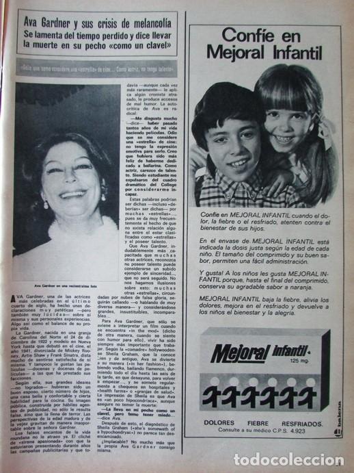 Coleccionismo de Revista Hola: RECORTE REVISTA HOLA N&ordm; 1343 1970 AVA GARDNER