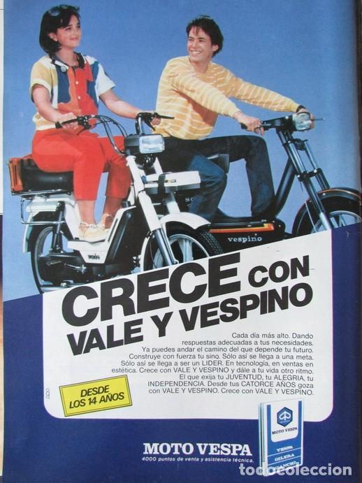 Coleccionismo de Revista Hola: RECORTE REVISTA HOLA N.&ordm; 2072 1984 HOJA PUBLICIDAD MOTO VESPA