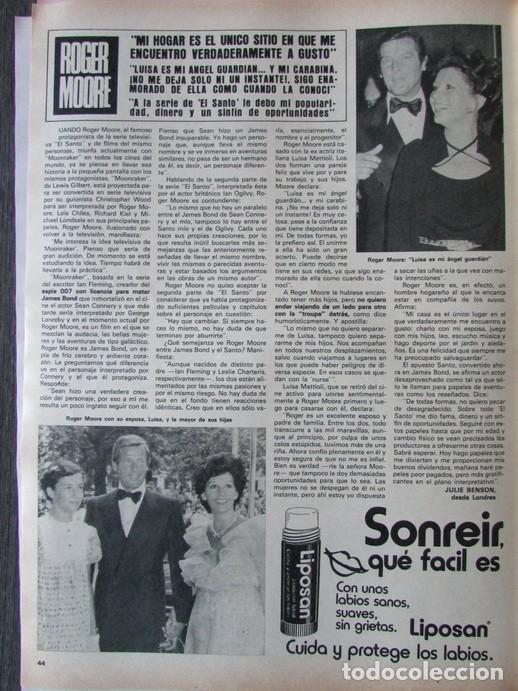 Coleccionismo de Revista Hola: RECORTE REVISTA HOLA N.&ordm; 1838 1979 ROGER MOORE