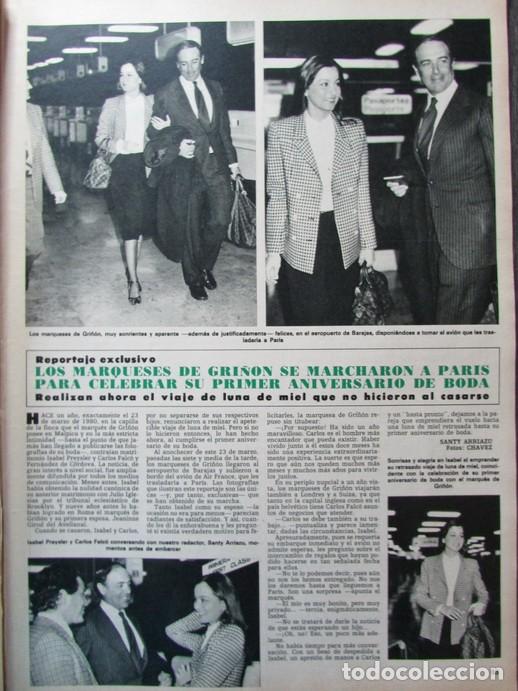Coleccionismo de Revista Hola: RECORTE REVISTA HOLA N.&ordm; 1910 1981 ISABEL PREYSLER, MARQUESES DE GRI&Ntilde;&Oacute;N