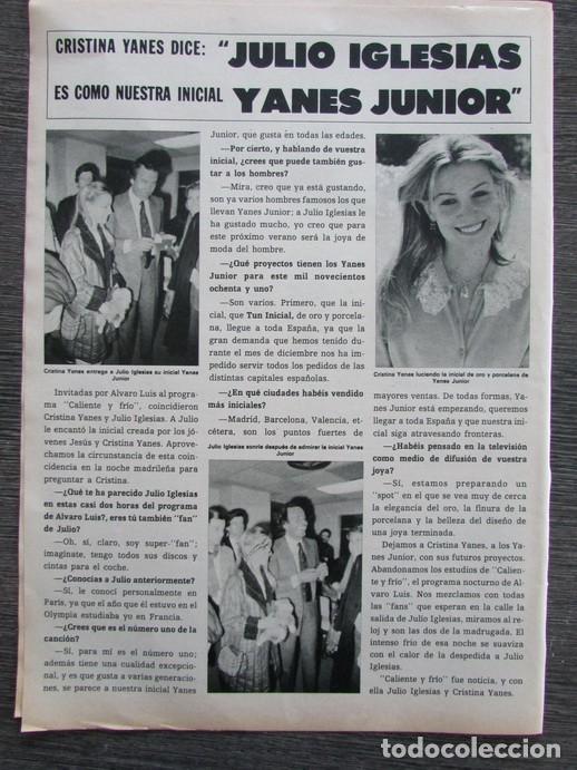 Coleccionismo de Revista Hola: RECORTE REVISTA HOLA N.&ordm; 1096 1981 JULIO IGLESIAS, YANES JUNIOR