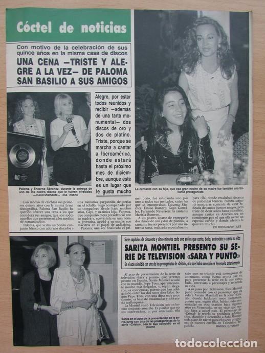 Coleccionismo de Revista Hola: RECORTE REVISTA HOLA N.&ordm; 2408 1990 PALOMA SAN BASILIO, SARA MONTIEL