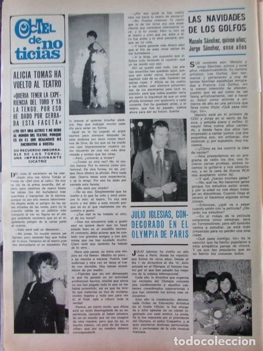 Coleccionismo de Revista Hola: RECORTE REVISTA HOLA N&Uacute;MERO ESPECIAL 1976 ALICIA TOM&Aacute;S, JULIO IGLESIAS, LOS GOLFOS
