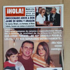 Coleccionismo de Revista Hola: REVISTA HOLA Nº 2661 AÑO 1995.ADIÓS JAIME DE MORA Y ARAGON.IVANA TRUMP. GUILLERMO FURIASE. BANDERAS. Lote 403293714