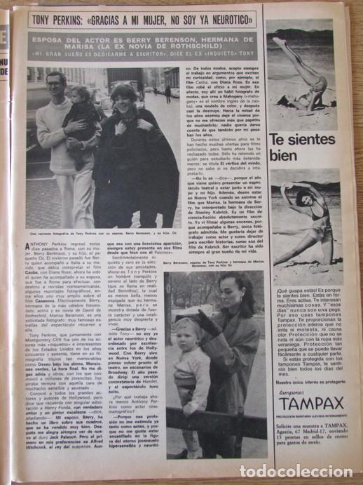 Colecionismo da Revista &iexcl;Hola!: RECORTE REVISTA HOLA 1617 1975 TONY PERKINS , BIANCA JAGGER, TINA AUMONT, DONALD SUTHERLAND