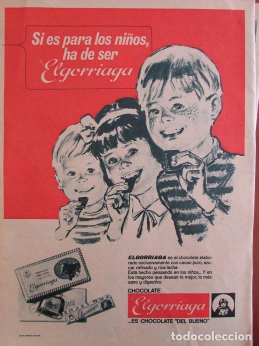 Coleccionismo de Revista Hola: RECORTE REVISTA HOLA 1965 CHOCOLATES ELGORRIAGA