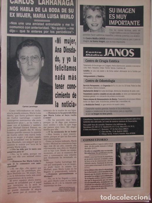 Sammeln von Zeitschriften &iexcl;Hola!: RECORTE REVISTA HOLA 2487 1992 CARLOS LARRA&Ntilde;AGA. LOLA ROBLES, MODELO INVIDENTE