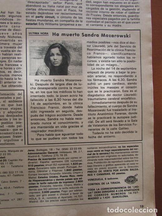 Colecionismo da Revista &iexcl;Hola!: RECORTE REVISTA HOLA 1726 1977 MUERE SANDRA MOZAROWSKI