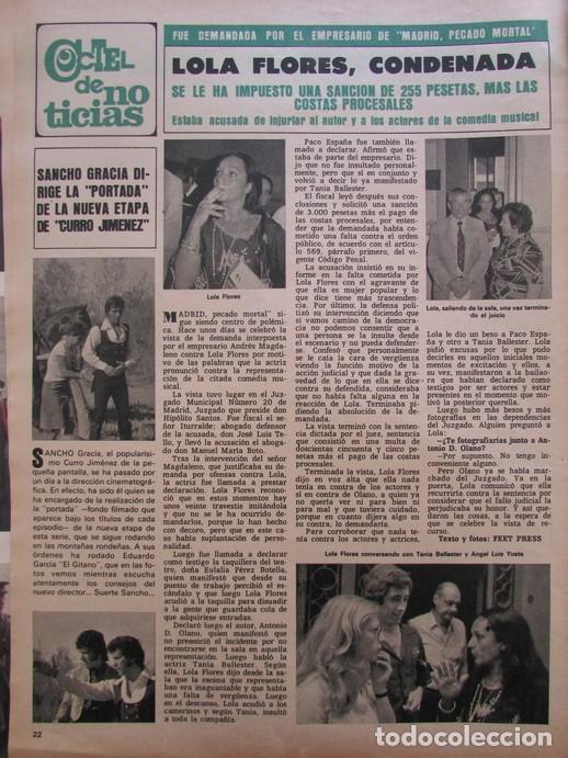 Colecionismo da Revista &iexcl;Hola!: RECORTE REVISTA HOLA 1726 1977 LOLA FLORES, SANCHO GRACIA.