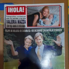 Coleccionismo de Revista Hola: REVISTA HOLA NUMERO 2876 FELIPE DE BÉLGICA, VALERIA MAZZA