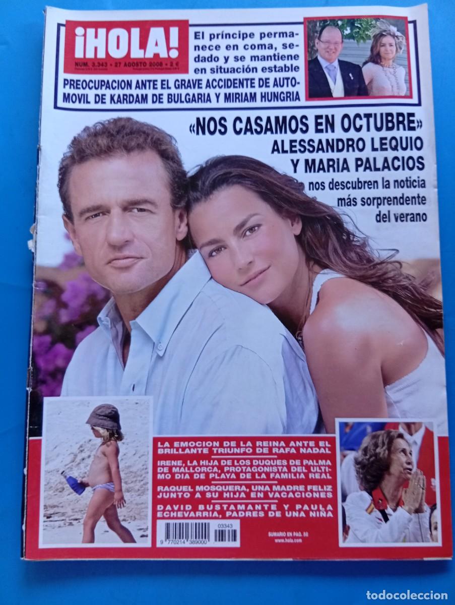 Coleccionismo de Revista Hola: &iexcl;HOLA! N&ordm; 3343. A&Ntilde;O 2008. SE CASAN ALESSANDRO LEQUIO Y MARIA PALACIOS. GRAVE ACCIDENTE DE KARD. LEER