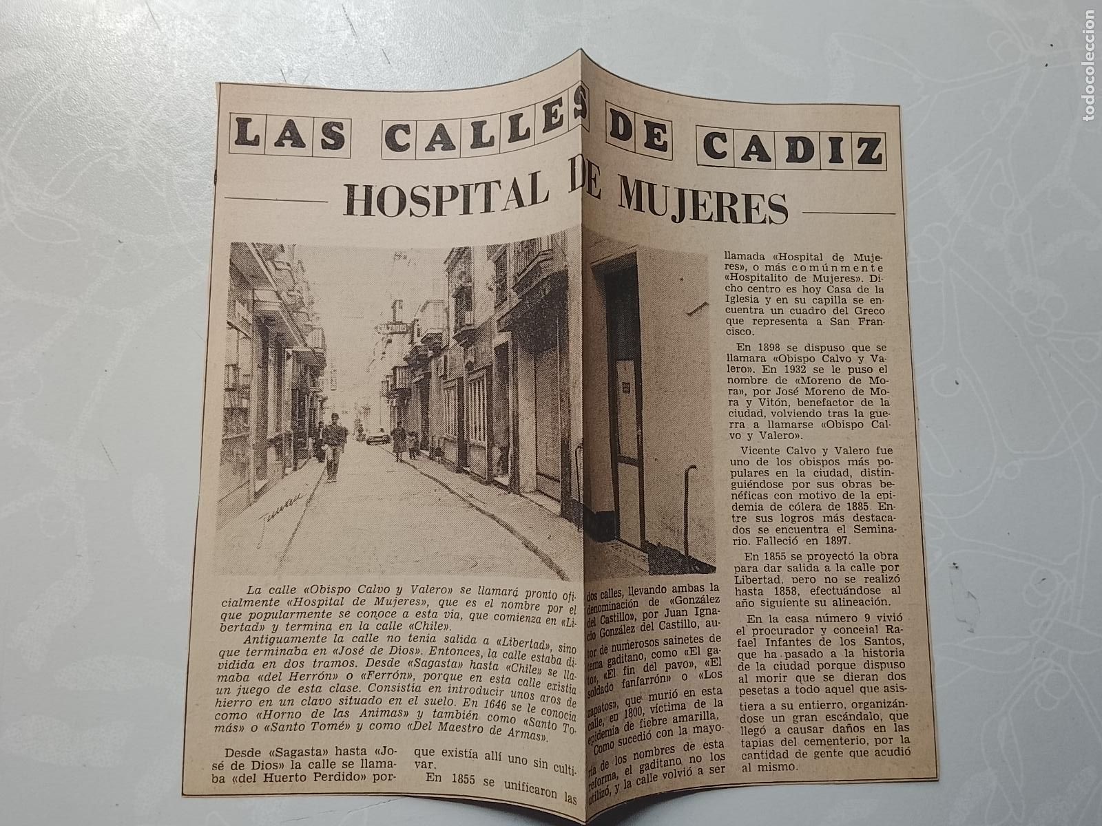 Coleccionismo de Revista Hola: DIARIO 1979 80 RECORTE COLECCION CALLES DE CADIZ CAPITAL - HOSPITAL DE MUJERES