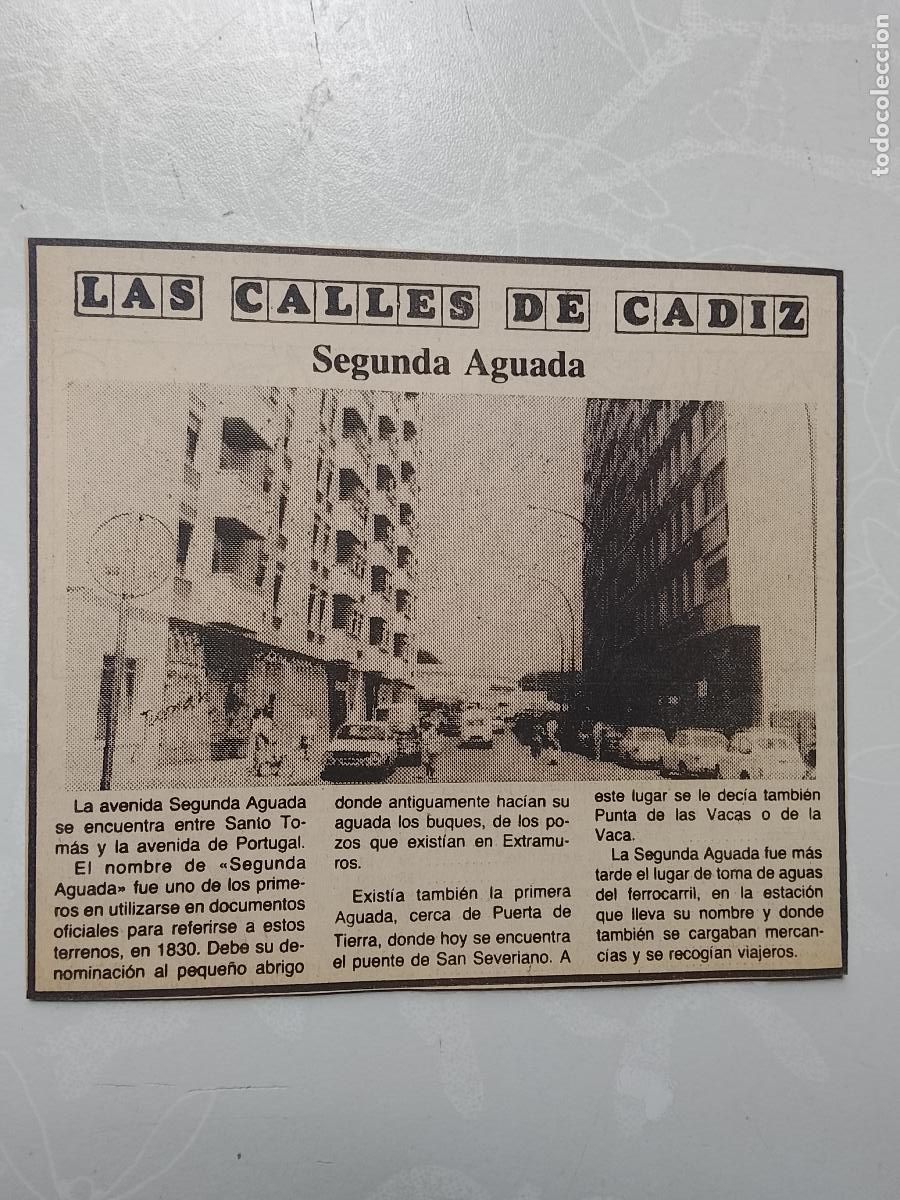 Coleccionismo de Revista Hola: DIARIO 1979 80 RECORTE COLECCION CALLES DE CADIZ CAPITAL - SEGUNDA AGUADA