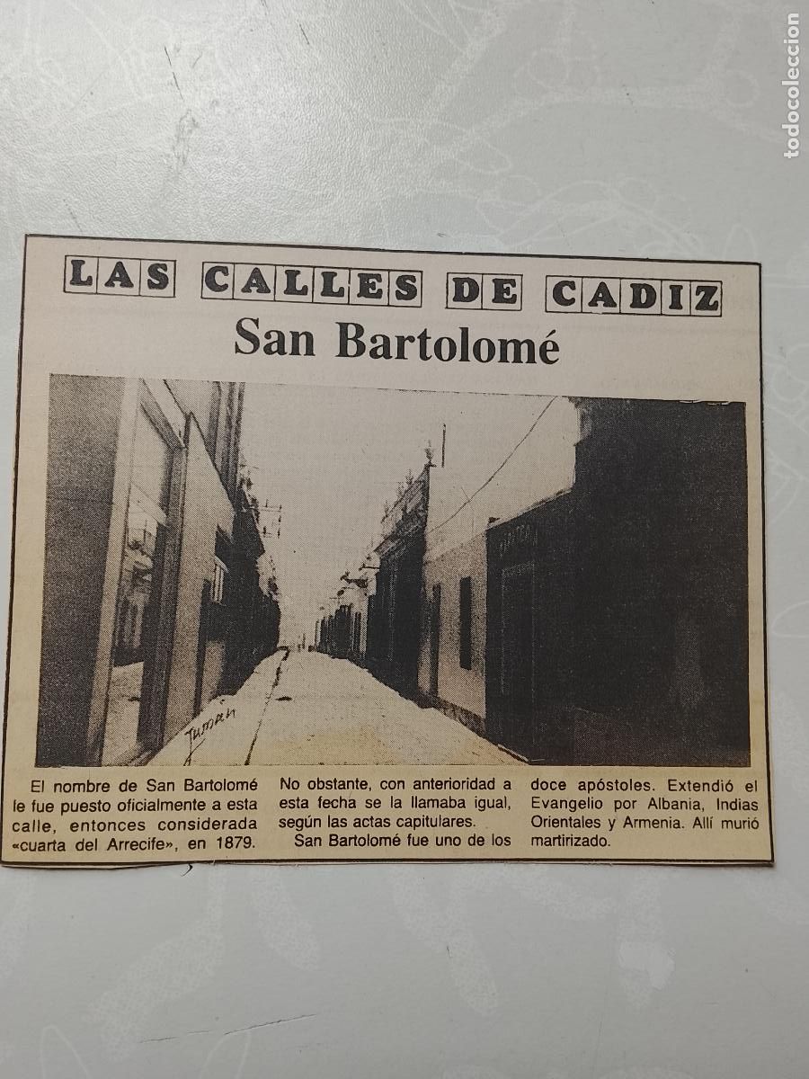 Coleccionismo de Revista Hola: DIARIO 1979 80 RECORTE COLECCION CALLES DE CADIZ CAPITAL - CALLE SAN BARTOLOME
