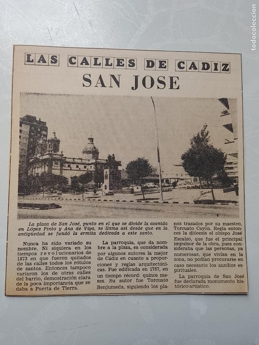Coleccionismo de Revista Hola: DIARIO 1979 80 RECORTE COLECCION CALLES DE CADIZ CAPITAL - CALLE SAN JOSE