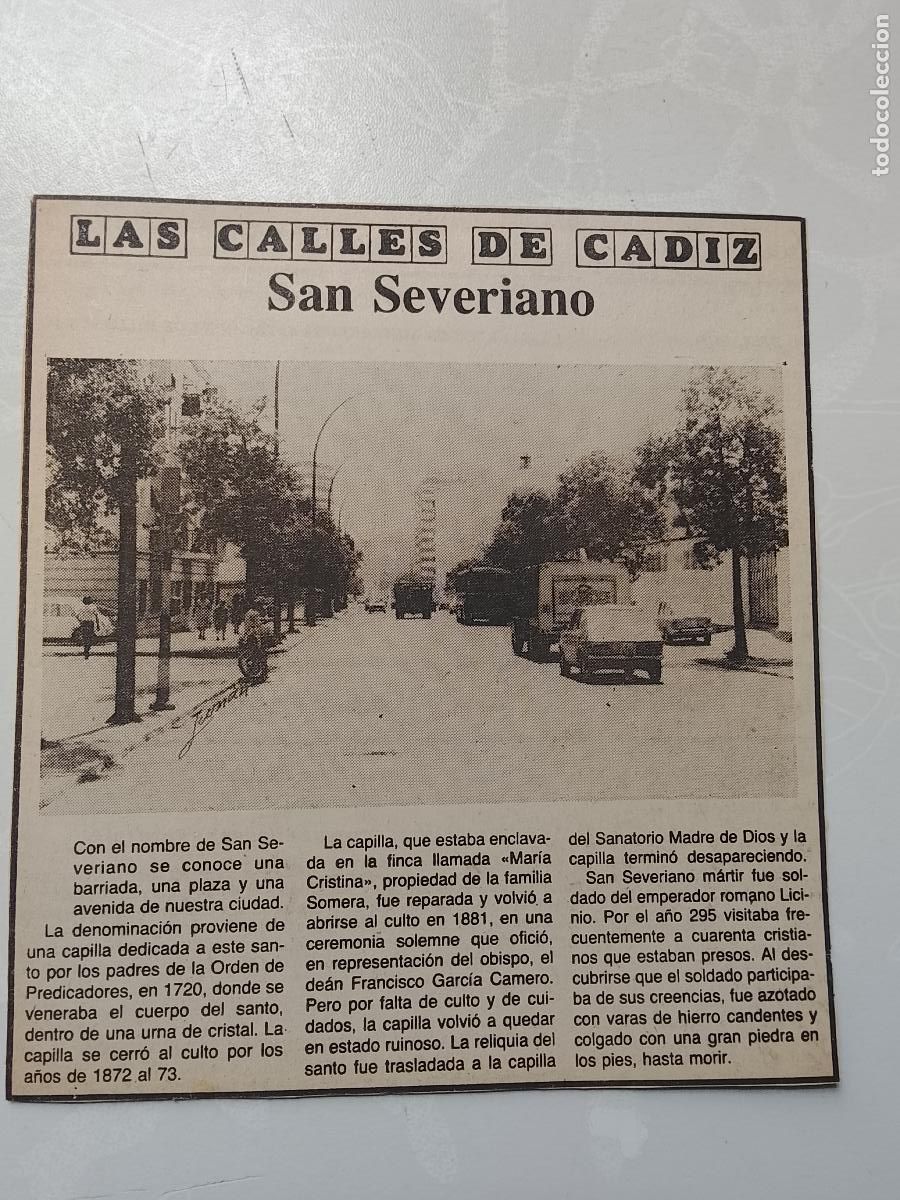 Coleccionismo de Revista Hola: DIARIO 1979 80 RECORTE COLECCION CALLES DE CADIZ CAPITAL - CALLE SAN SEVERIANO