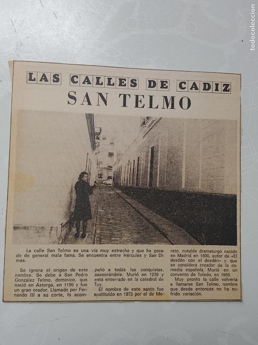 Colecionismo da Revista &iexcl;Hola!: DIARIO 1979 80 RECORTE COLECCION CALLES DE CADIZ CAPITAL - CALLE SAN TELMO