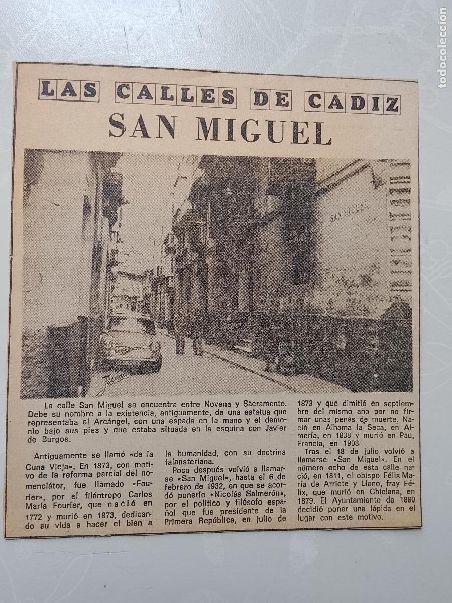 Coleccionismo de Revista Hola: DIARIO 1979 80 RECORTE COLECCION CALLES DE CADIZ CAPITAL - CALLE SAN MIGUEL