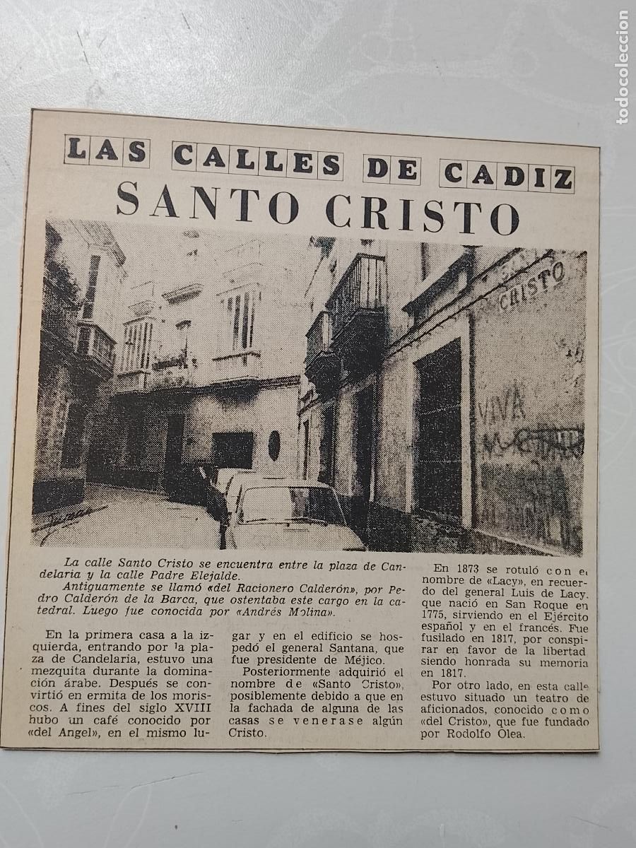 Coleccionismo de Revista Hola: DIARIO 1979 80 RECORTE COLECCION CALLES DE CADIZ CAPITAL - CALLE SANTO CRISTO