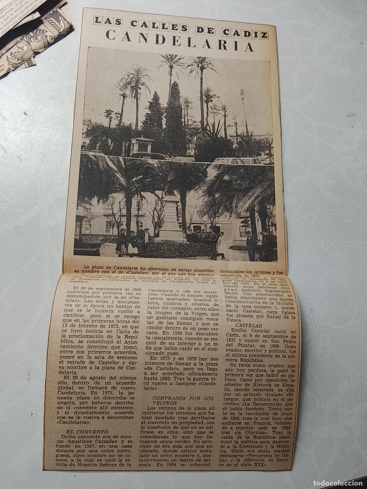 Collection Magazine &iexcl;Hola!: DIARIO 1979 80 RECORTE COLECCION CALLES DE CADIZ CAPITAL - CALLE PLAZA CANDELARIA