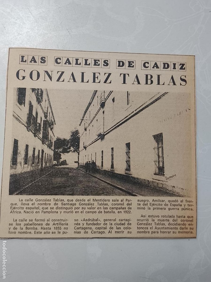 Coleccionismo de Revista Hola: DIARIO 1979 80 RECORTE COLECCION CALLES DE CADIZ CAPITAL - CALLE GONZALEZ TABLAS
