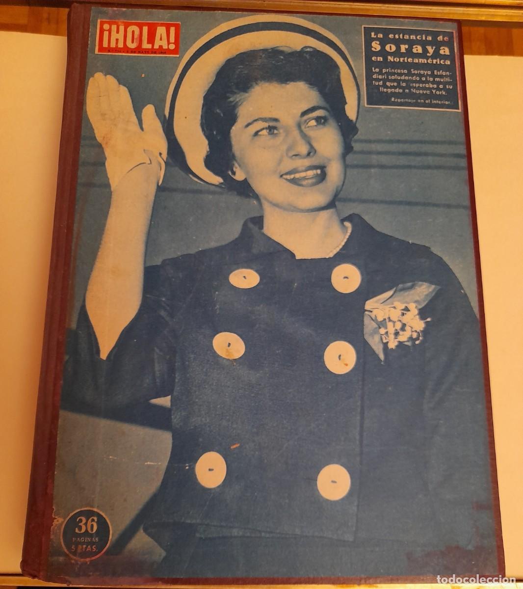 Coleccionismo de Revista Hola: Revista HOLA Tomo 16 n&uacute;meros encuadernados a&ntilde;o 1958. La portada del 714 va sobre la tapa del libro.