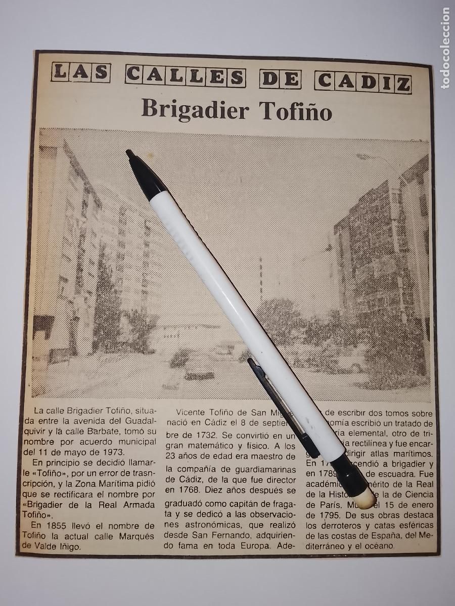 Coleccionismo de Revista Hola: DIARIO 1979 80 RECORTE COLECCION CALLES DE CADIZ CAPITAL - BRIGADIER TOFI&Ntilde;O