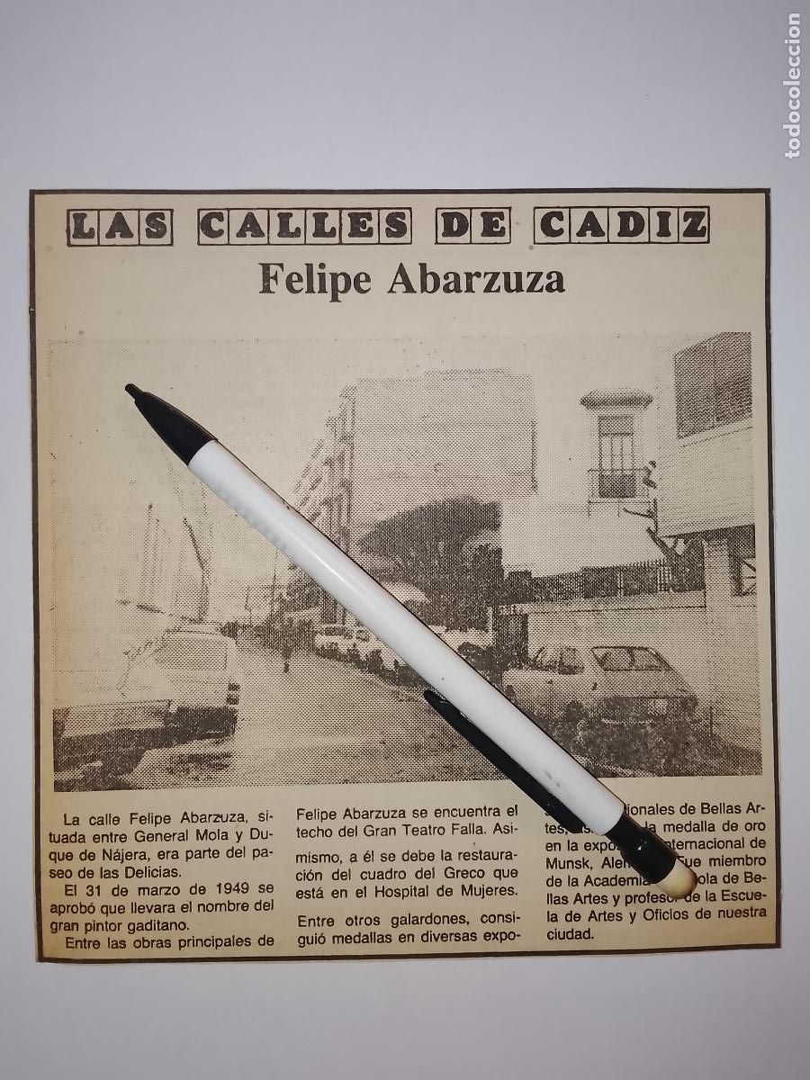 Coleccionismo de Revista Hola: DIARIO 1979 80 RECORTE COLECCION CALLES DE CADIZ CAPITAL - CALLE FELIPE ABARZUZA