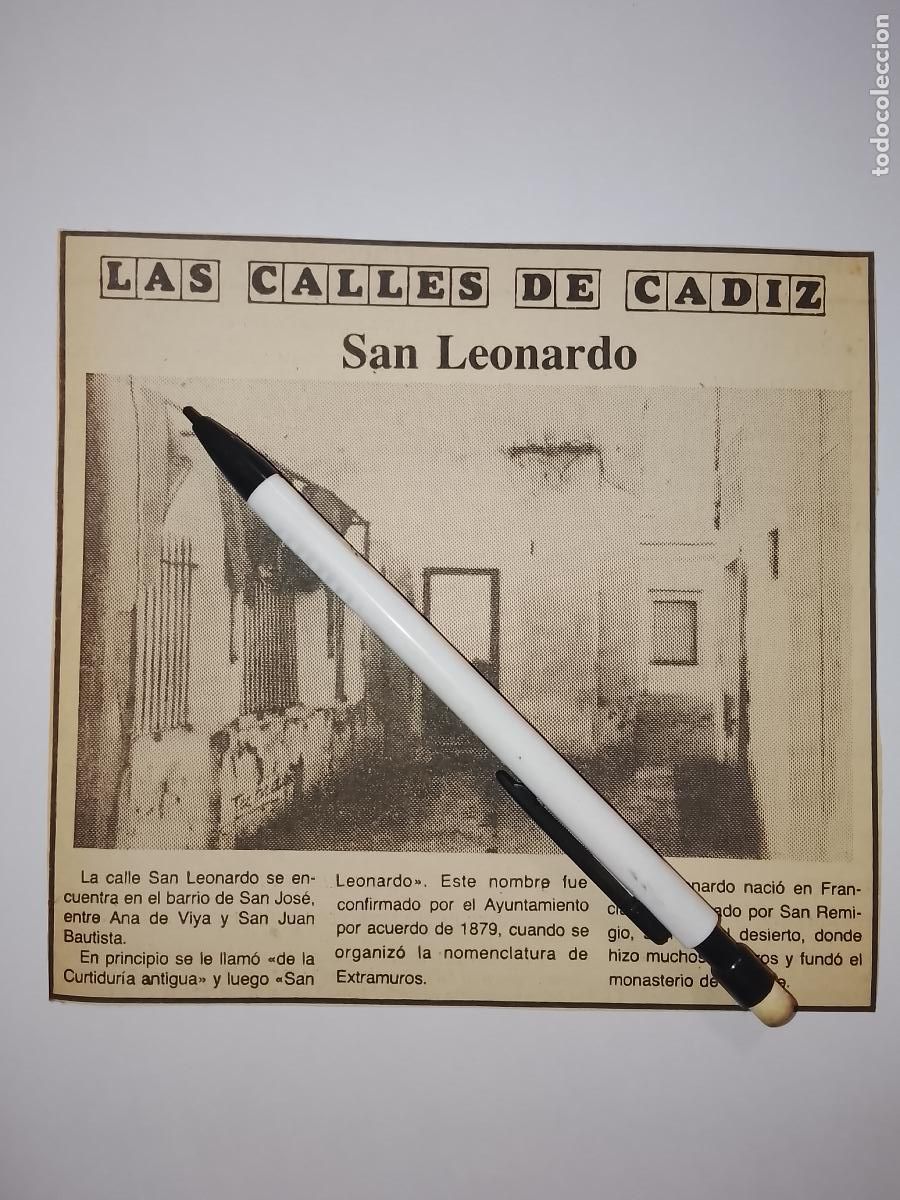 Coleccionismo de Revista Hola: DIARIO 1979 80 RECORTE COLECCION CALLES DE CADIZ CAPITAL - CALLE SAN LEONARDO