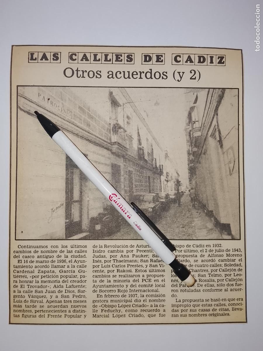 Coleccionismo de Revista Hola: DIARIO 1979 80 RECORTE COLECCION CALLES DE CADIZ CAPITAL - CALLE - OTROS ACUERDOS CALLE PATROCINIO
