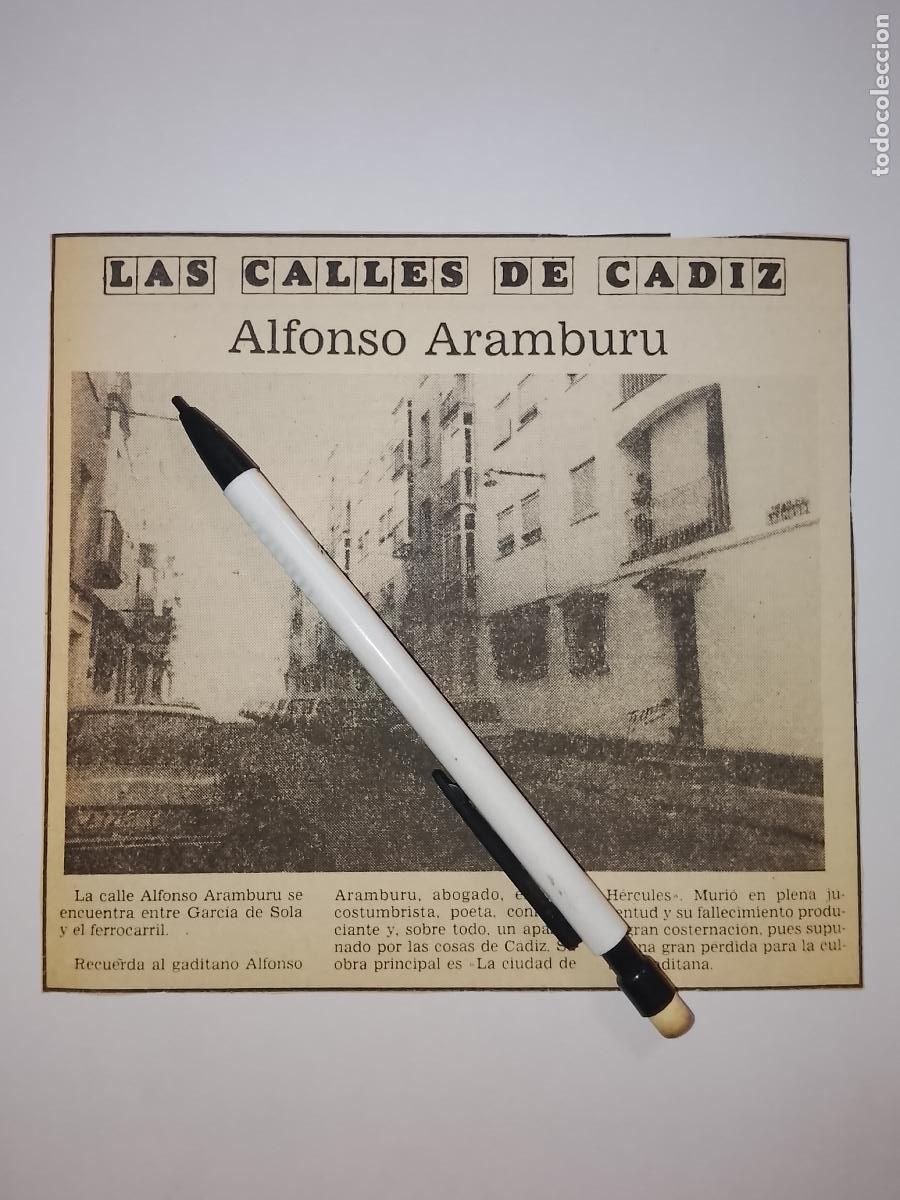 Coleccionismo de Revista Hola: DIARIO 1979 80 RECORTE COLECCION CALLES DE CADIZ CAPITAL - CALLE - ALFONSO ARAMBURU