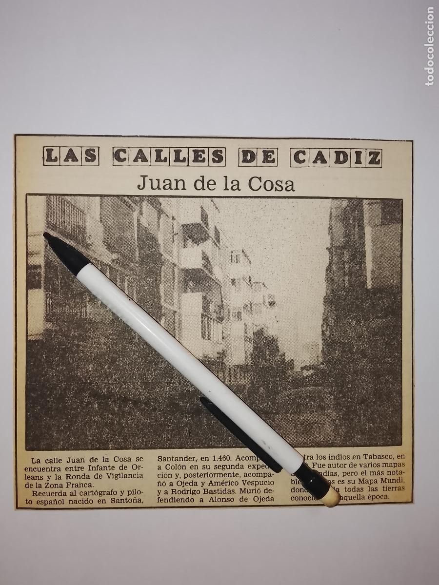 Coleccionismo de Revista Hola: DIARIO 1979 80 RECORTE COLECCION CALLES DE CADIZ CAPITAL - CALLE - JUAN DE LA COSA