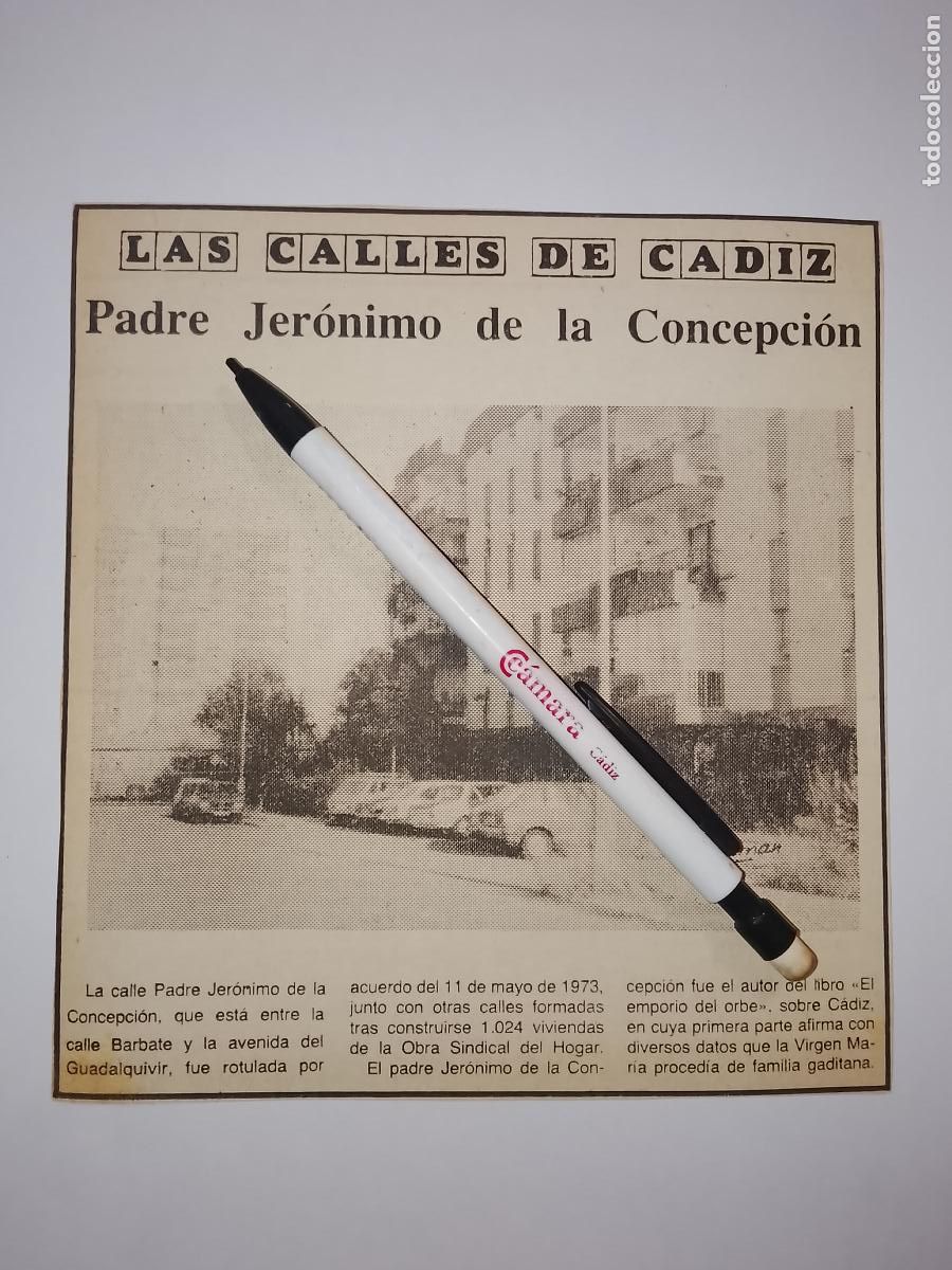 Sammeln von Zeitschriften &iexcl;Hola!: DIARIO 1979 80 RECORTE COLECCION CALLES DE CADIZ CAPITAL - CALLE PADRE JERONIMO DE LA CONCEPCION