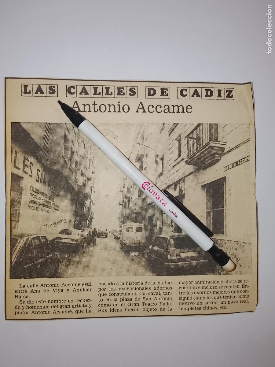 Coleccionismo de Revista Hola: DIARIO 1979 80 RECORTE COLECCION CALLES DE CADIZ CAPITAL - CALLE ANTONIO ACCAME