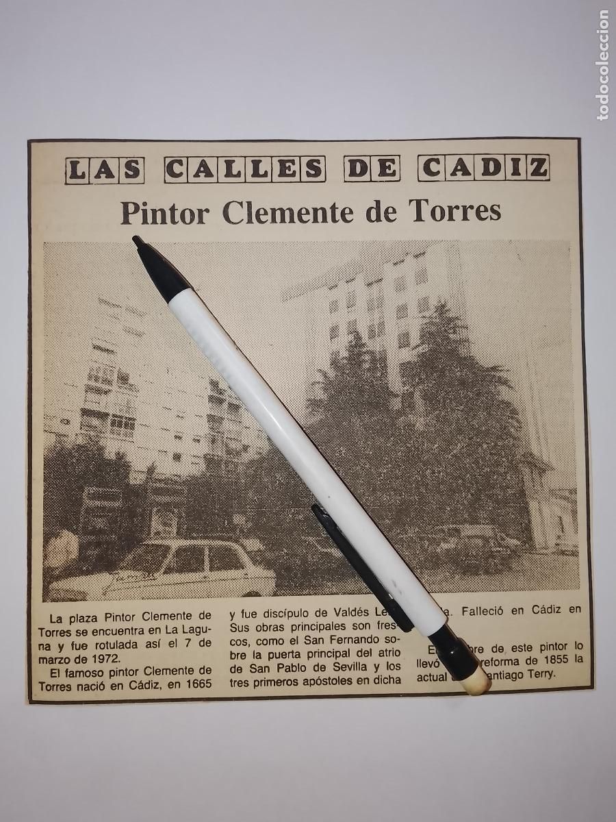 Coleccionismo de Revista Hola: DIARIO 1979 80 RECORTE COLECCION CALLES DE CADIZ CAPITAL - CALLE PINTOR CLEMENTE DE TORRES