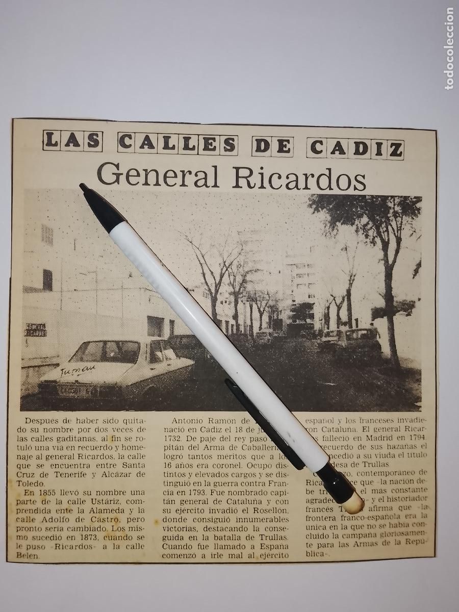 Coleccionismo de Revista Hola: DIARIO 1979 80 RECORTE COLECCION CALLES DE CADIZ CAPITAL - CALLE GENERAL RICARDOS