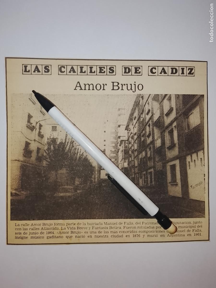 Coleccionismo de Revista Hola: DIARIO 1979 80 RECORTE COLECCION CALLES DE CADIZ CAPITAL - CALLE AMOR BRUJO