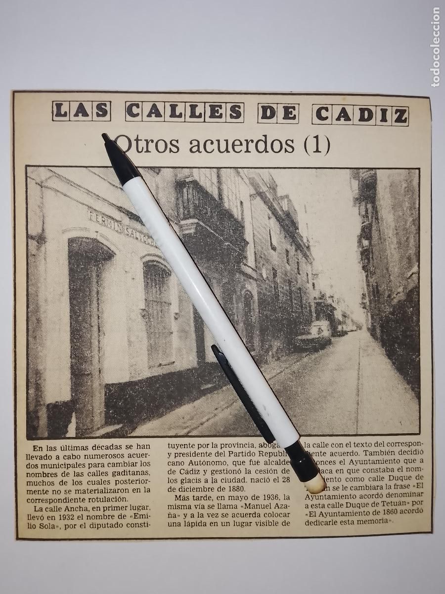 Coleccionismo de Revista Hola: DIARIO 1979 80 RECORTE COLECCION CALLES DE CADIZ CAPITAL - OTROS ACUERDOS FERMIN SALVOCHEA